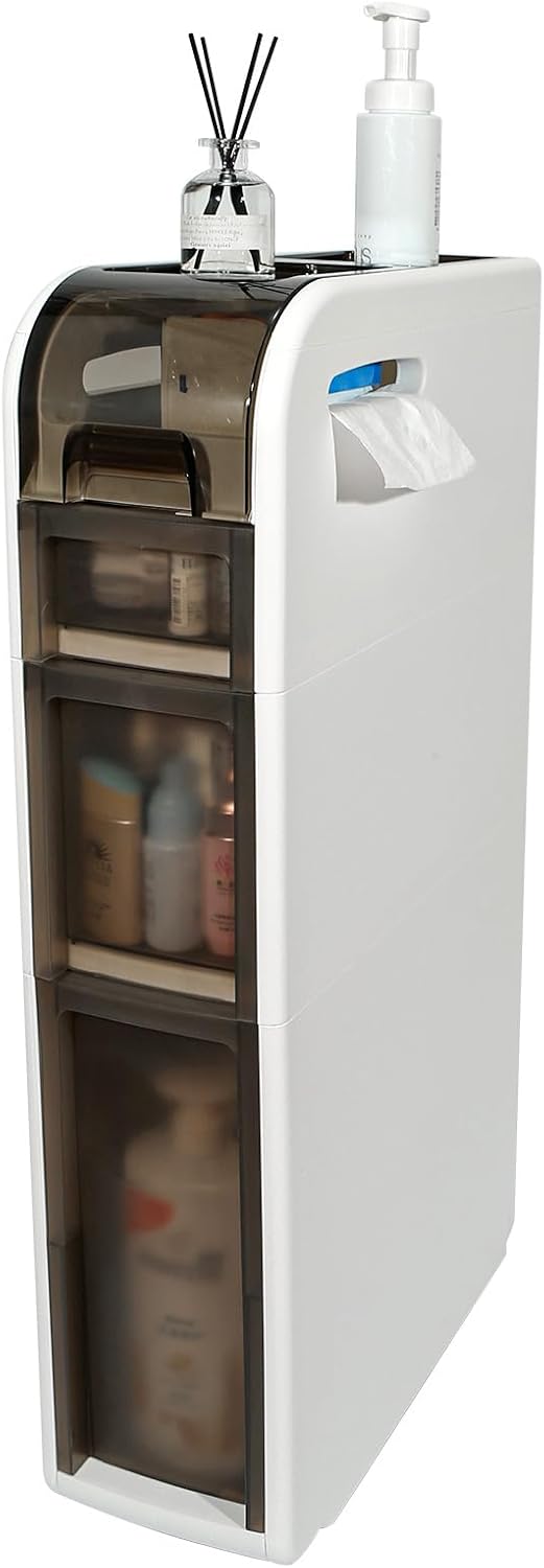 3-Tier Bathroom Floor ,  Bathroom Storage , Mobile and No Installation Required, Perfect for Small Space Laundry Rooms, Toilet Areas, and Living Room Gaps