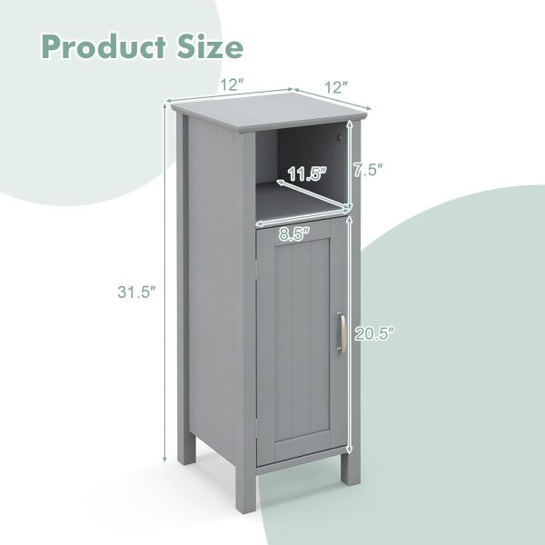 Bathroom Storage  - Corner Unit with Open Compartment, Adjustable Shelf, Anti-toppling Device, Freestanding Small Storage Organizer for Living Room, Floor  (Grey) - Image 3