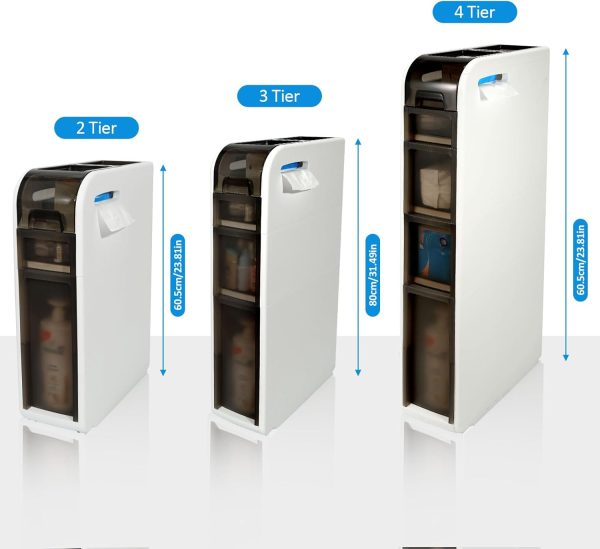 3-Tier Bathroom Floor ,  Bathroom Storage , Mobile and No Installation Required, Perfect for Small Space Laundry Rooms, Toilet Areas, and Living Room Gaps - Image 6