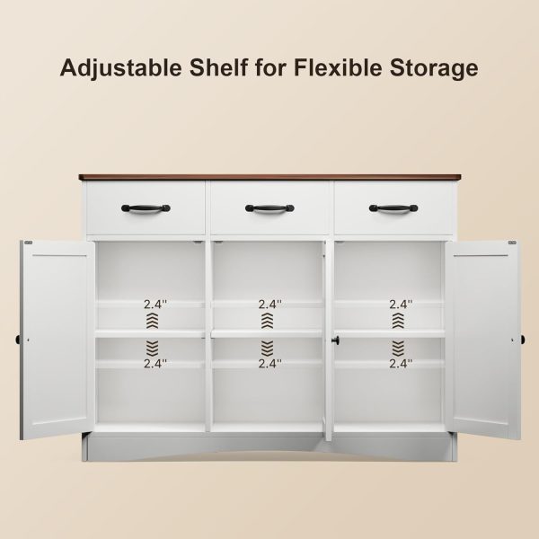 Buffet  with 3 Drawers, Buffet Storage  with Barn Doors, Wood Coffee Bar  with Adjustable Shelf, Modern Sideboard for Kitchen, Dining Room, Living Room, - Image 8