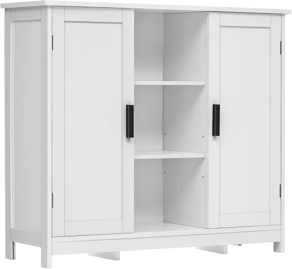 Storage  with 2 Doors and 4 Storage Shelves, Credenza Buffet , Bathroom  for Living Room, Entryway, Home Office, White