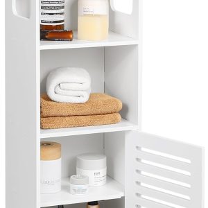 Small Bathroom Storage , White Floor Standing Storage  Home Storage Furniture Shelf,Suitable for Toilet Bedroom Kitchen Living Room (D/PJ)