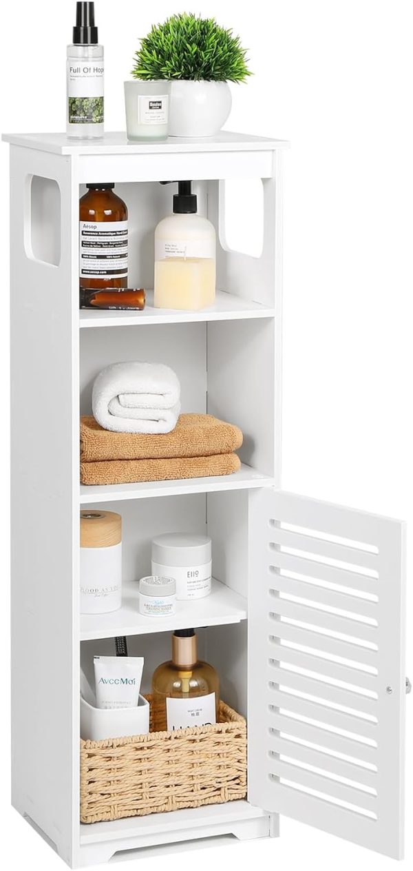 Small Bathroom Storage , White Floor Standing Storage  Home Storage Furniture Shelf,Suitable for Toilet Bedroom Kitchen Living Room (D/PJ)