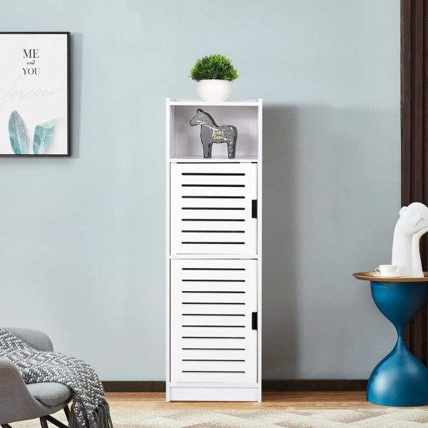 White Floor Standing Waterproof Bathroom s,Storage Accessories  for Bathroom,Furniture for Bathroom Bedroom Hallway,Storage Cupboard Unit with Daily use Layer 29x7.9x9.5inch - Image 6