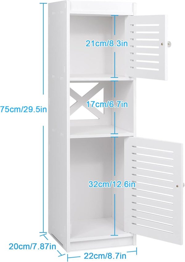 Bathroom s, Small Bathroom Storage Units with Open Storage Shelf, Free-Standing Floor s, Corner Organizer Cupboard for Bedroom Kitchen Hallway, White. - Image 3