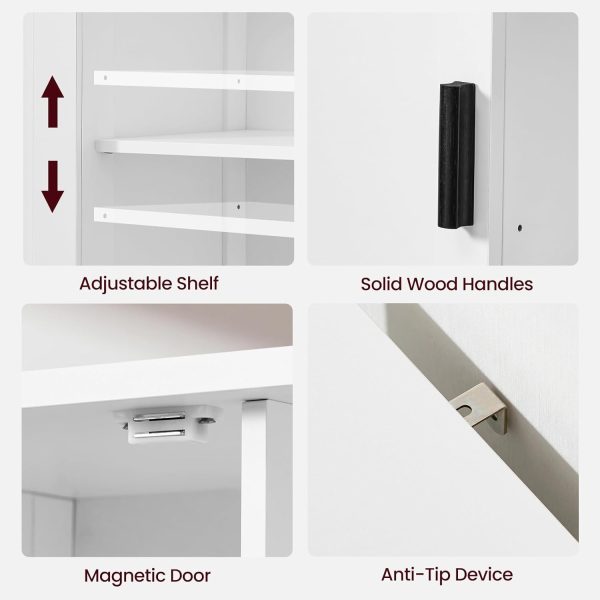 Storage  with 2 Doors and 4 Storage Shelves, Credenza Buffet , Bathroom  for Living Room, Entryway, Home Office, White - Image 7