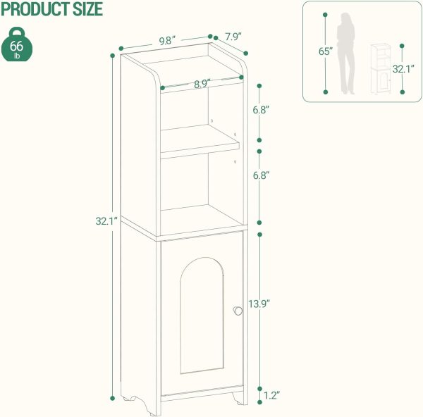 Bathroom Storage , Corner Floor  with Doors and Adjustable Shelf,  Toilet Paper , Bathroom Organizer for Small Spaces, Greige BC39705X - Image 2