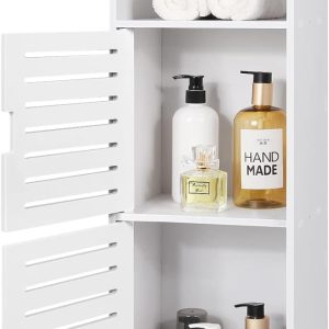 White Floor Standing Waterproof Bathroom s,Storage Accessories  for Bathroom,Furniture for Bathroom Bedroom Hallway,Storage Cupboard Unit with Daily use Layer 29x7.9x9.5inch