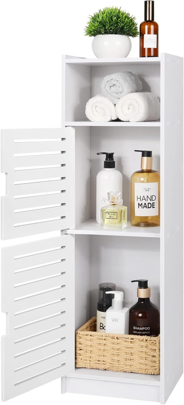 White Floor Standing Waterproof Bathroom s,Storage Accessories  for Bathroom,Furniture for Bathroom Bedroom Hallway,Storage Cupboard Unit with Daily use Layer 29x7.9x9.5inch