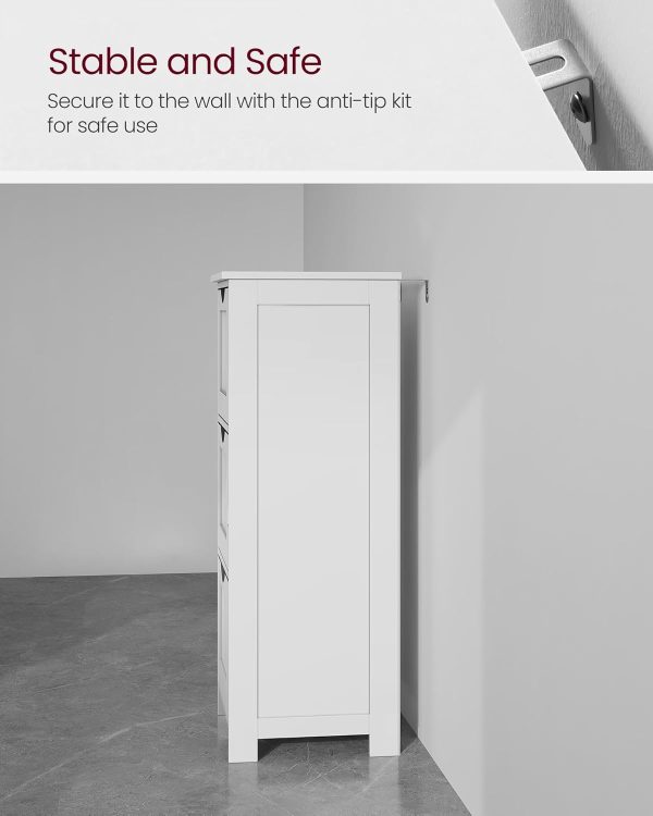 Bathroom Floor , Free-Standing Storage  with 3 Drawers, 11.8 x 12.6 x 31.9 Inches, for Bathroom, Living Room, Kitchen, Modern Style, Matte White UBBC50WT - Image 5