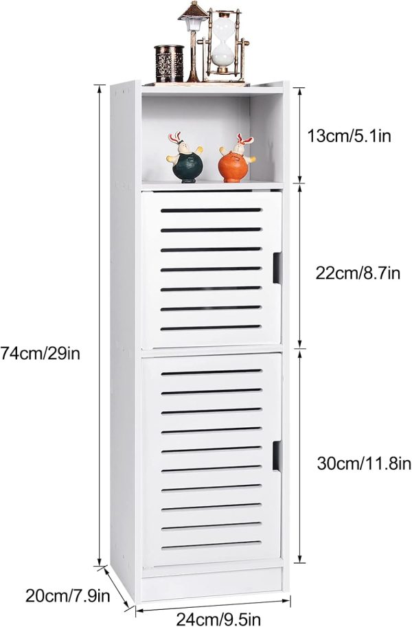 White Floor Standing Waterproof Bathroom s,Storage Accessories  for Bathroom,Furniture for Bathroom Bedroom Hallway,Storage Cupboard Unit with Daily use Layer 29x7.9x9.5inch - Image 3