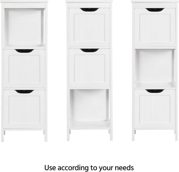Bathroom Floor ,  Storage  with 2 Drawers, Multifunctional Side Organizer Rack Stand Table, White - Image 5