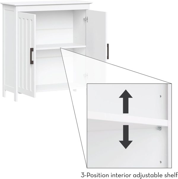 Two-Door Floor Storage  - Bathroom Storage  with Adjustable Shelves - Soft-Close  Doors White Finish with Matte Black Handles - Image 7