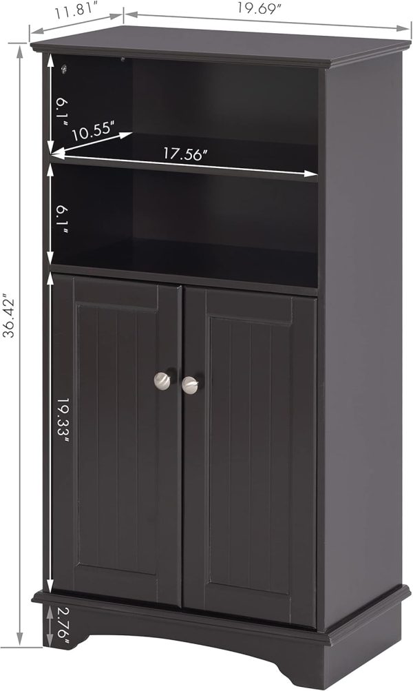 Bathroom Storage , Floor Wood  with Doors and Adjustable Shelves, Freestanding Storage  Organizer for Bathroom, Entryway, Living Room () - Image 2