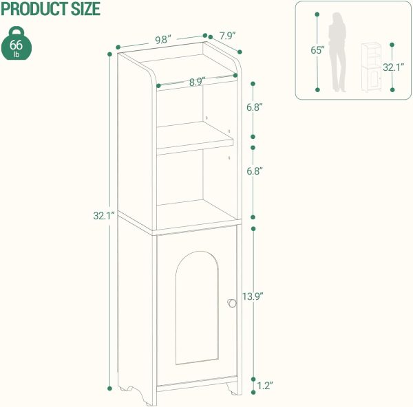 Bathroom Storage , Corner Floor  with Doors and Adjustable Shelf,  Toilet Paper , Bathroom Organizer for Small Spaces, White BC39713X - Image 7