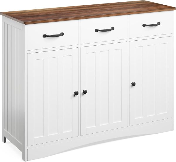 Buffet  with 3 Drawers, Buffet Storage  with Barn Doors, Wood Coffee Bar  with Adjustable Shelf, Modern Sideboard for Kitchen, Dining Room, Living Room, - Image 9