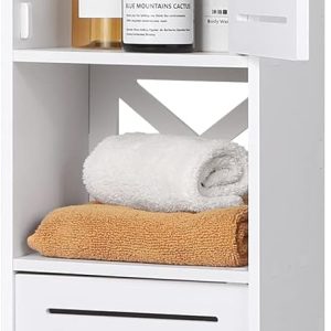 Bathroom s, Small Bathroom Storage Units with Open Storage Shelf, Free-Standing Floor s, Corner Organizer Cupboard for Bedroom Kitchen Hallway, White.