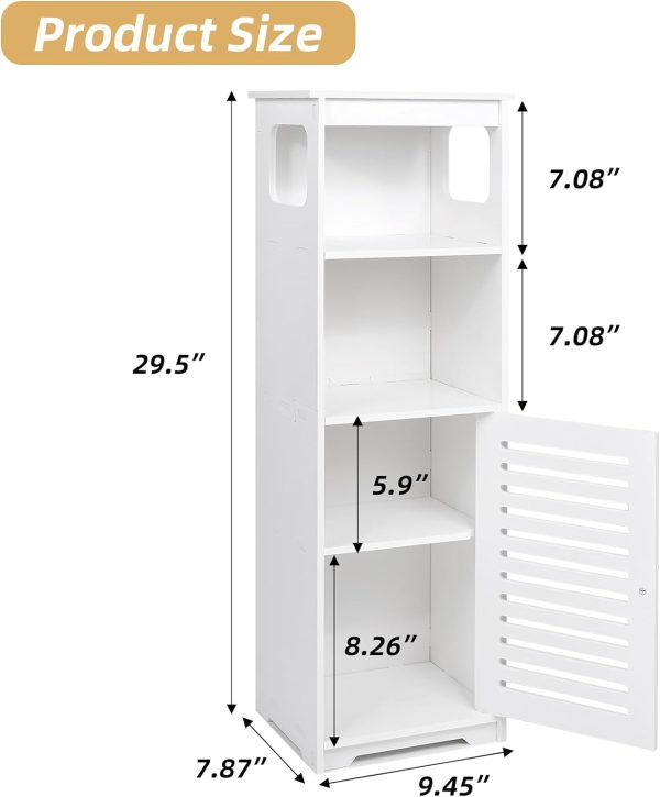 Small Bathroom Storage , White Floor Standing Storage  Home Storage Furniture Shelf,Suitable for Toilet Bedroom Kitchen Living Room (D/PJ) - Image 3