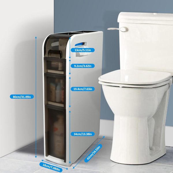 3-Tier Bathroom Floor ,  Bathroom Storage , Mobile and No Installation Required, Perfect for Small Space Laundry Rooms, Toilet Areas, and Living Room Gaps - Image 3