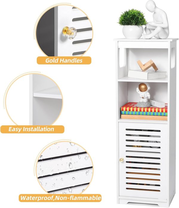 Small Bathroom Storage , White Floor Standing Storage  Home Storage Furniture Shelf,Suitable for Toilet Bedroom Kitchen Living Room (D/PJ) - Image 6