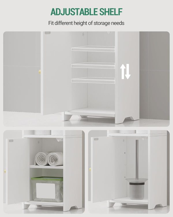 Bathroom Storage , Corner Floor  with Doors and Adjustable Shelf,  Toilet Paper , Bathroom Organizer for Small Spaces, White BC39713X - Image 5