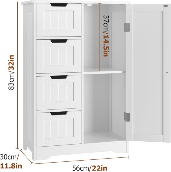 Bathroom Storage , Small Kitchen Pantry Storage  with Drawers, Pantry  Storage Cupboard with Adjustable Shelf for Bathroom, Living Room, Dining Room, White - Image 2