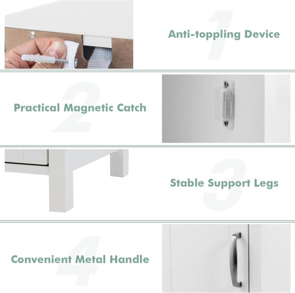 Bathroom Storage  - Corner Unit with Open Compartment, Adjustable Shelf, Anti-toppling Device, Freestanding Small Storage Organizer for Living Room, Floor  (White) - Image 6