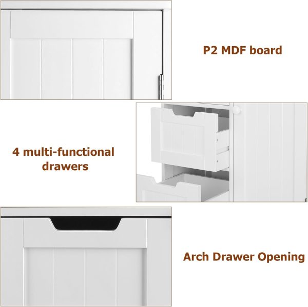 Bathroom Storage , Small Kitchen Pantry Storage  with Drawers, Pantry  Storage Cupboard with Adjustable Shelf for Bathroom, Living Room, Dining Room, White - Image 9