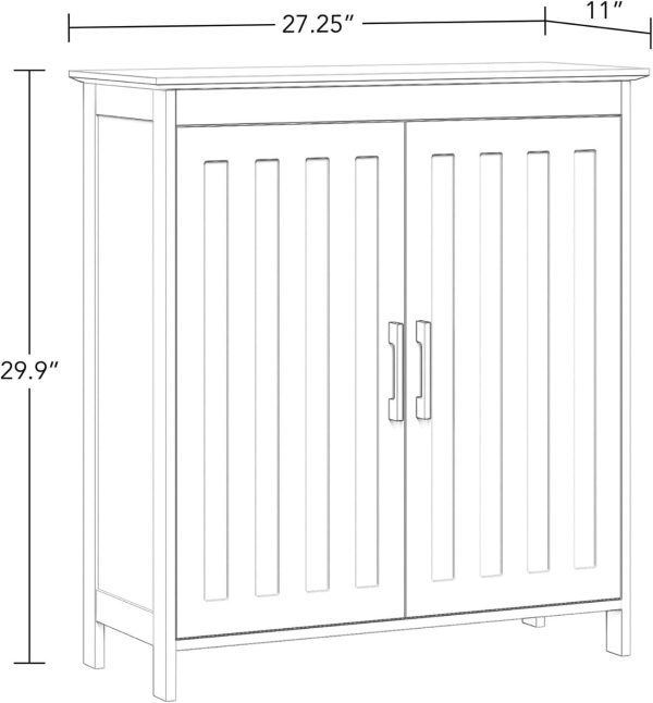 Two-Door Floor Storage  - Bathroom Storage  with Adjustable Shelves - Soft-Close  Doors White Finish with Matte Black Handles - Image 3