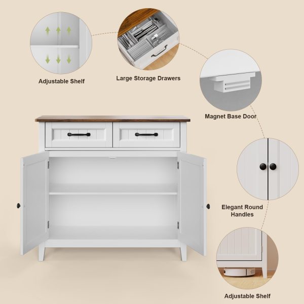 Kitchen Sideboard Buffet , 32'' H Large Kitchen Storage Island and Adjustable Shelf, Modern Coffee Bar for Kitchen, Dining Room, Bathroom, Entryway, - Image 4