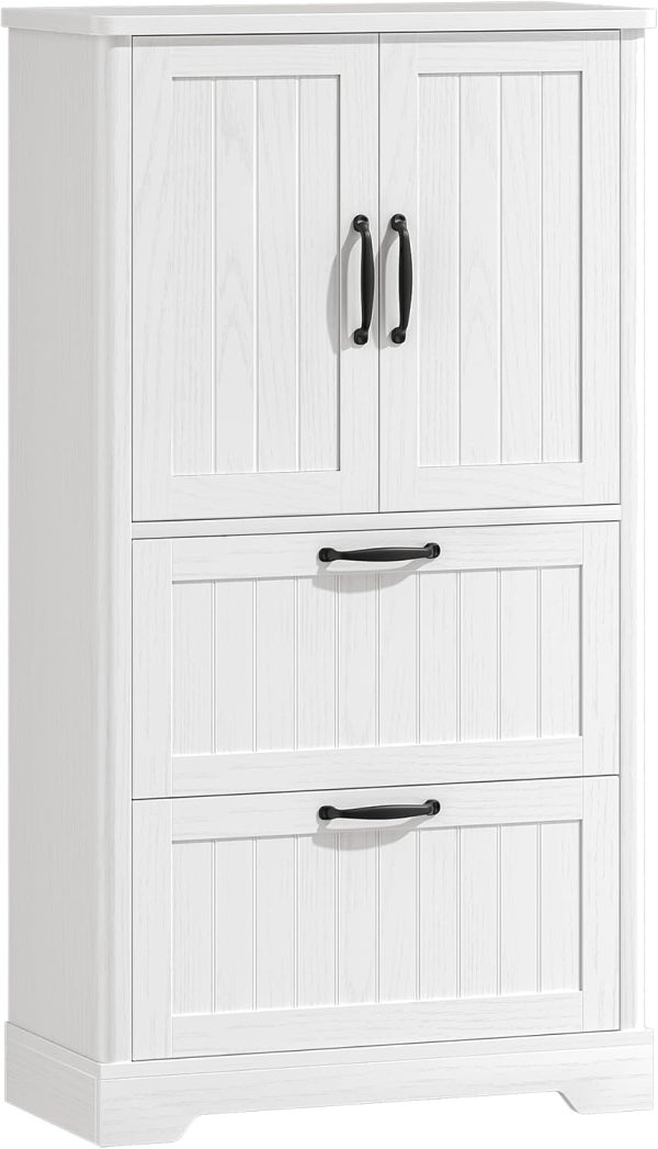 Bathroom Floor Storage , Freestanding  with 2 Door and 2 Drawers, 2 Adjustable Shelves, Bathroom Storage Unit for Kitchen 11.8 x 23.6 x 43.4 Inches, White SC16413X - Image 8