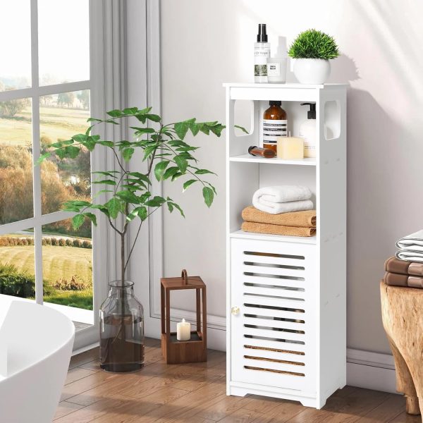 Small Bathroom Storage , White Floor Standing Storage  Home Storage Furniture Shelf,Suitable for Toilet Bedroom Kitchen Living Room (D/PJ) - Image 2