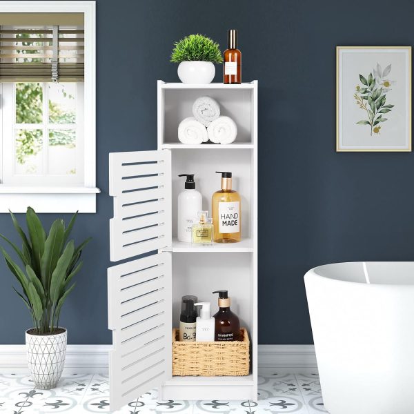 White Floor Standing Waterproof Bathroom s,Storage Accessories  for Bathroom,Furniture for Bathroom Bedroom Hallway,Storage Cupboard Unit with Daily use Layer 29x7.9x9.5inch - Image 2