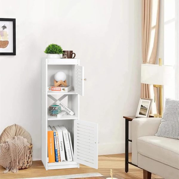 Bathroom s, Small Bathroom Storage Units with Open Storage Shelf, Free-Standing Floor s, Corner Organizer Cupboard for Bedroom Kitchen Hallway, White. - Image 4