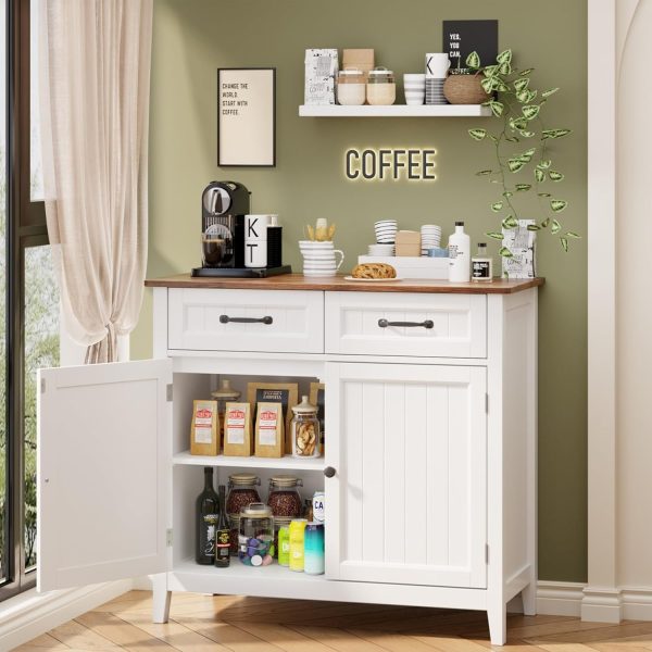 Kitchen Sideboard Buffet , 32'' H Large Kitchen Storage Island and Adjustable Shelf, Modern Coffee Bar for Kitchen, Dining Room, Bathroom, Entryway, - Image 3