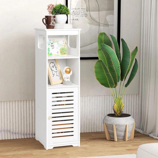 Small Bathroom Storage , White Floor Standing Storage  Home Storage Furniture Shelf,Suitable for Toilet Bedroom Kitchen Living Room (D/PJ) - Image 4