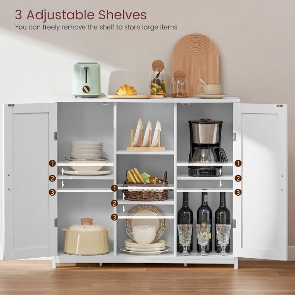 Storage  with 2 Doors and 4 Storage Shelves, Credenza Buffet , Bathroom  for Living Room, Entryway, Home Office, White - Image 4