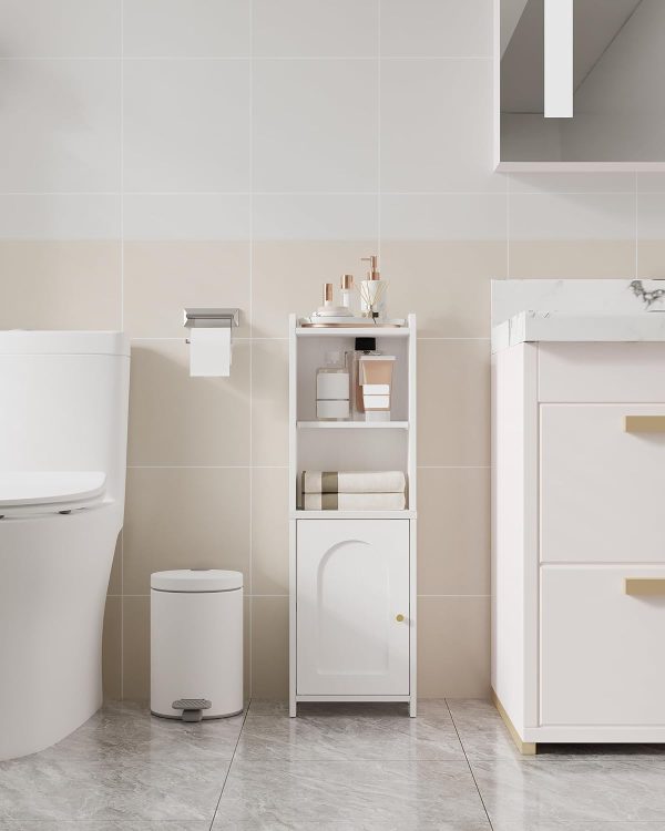 Bathroom Storage , Corner Floor  with Doors and Adjustable Shelf,  Toilet Paper , Bathroom Organizer for Small Spaces, White BC39713X