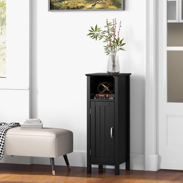 Bathroom Storage  - Corner Unit with Open Compartment, Adjustable Shelf, Anti-toppling Device, Freestanding Small Storage Organizer for Living Room, Floor  (Black) - Image 8