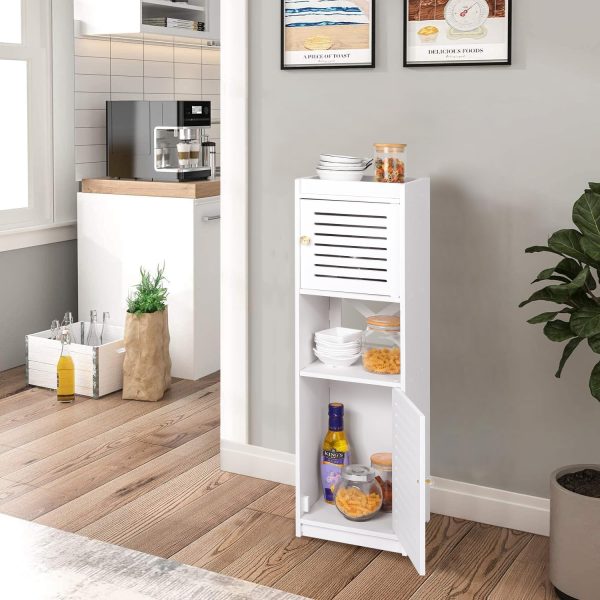 Bathroom s, Small Bathroom Storage Units with Open Storage Shelf, Free-Standing Floor s, Corner Organizer Cupboard for Bedroom Kitchen Hallway, White. - Image 7