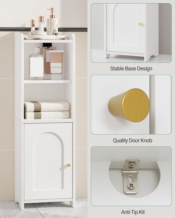 Bathroom Storage , Corner Floor  with Doors and Adjustable Shelf,  Toilet Paper , Bathroom Organizer for Small Spaces, White BC39713X - Image 4