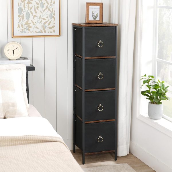 Bathroom Storage , Corner Bathroom Storage Floor , Fabric Storage Organizer, 4 Drawers FreeStanding  for Bathroom/Hallway/Living Room, Rustic Brown and Black BF114CW01 - Image 7