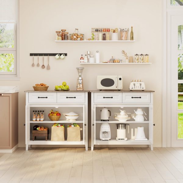 Kitchen Sideboard Buffet , 32''H Large Kitchen Storage Island and Adjustable Shelf, Modern Coffee Bar for Kitchen, Dining Room, Bathroom, Entryway, Grey - Image 6