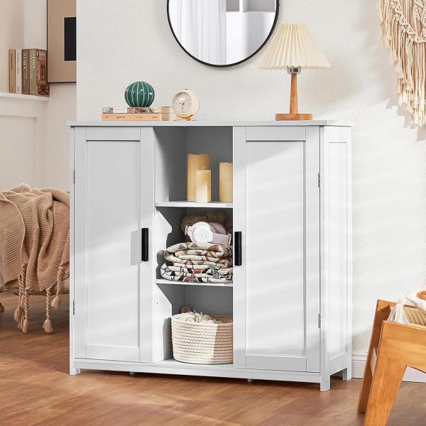 Storage  with 2 Doors and 4 Storage Shelves, Credenza Buffet , Bathroom  for Living Room, Entryway, Home Office, White - Image 5