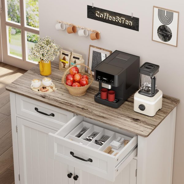 Kitchen Sideboard Buffet , 32''H Large Kitchen Storage Island and Adjustable Shelf, Modern Coffee Bar for Kitchen, Dining Room, Bathroom, Entryway, Grey - Image 5