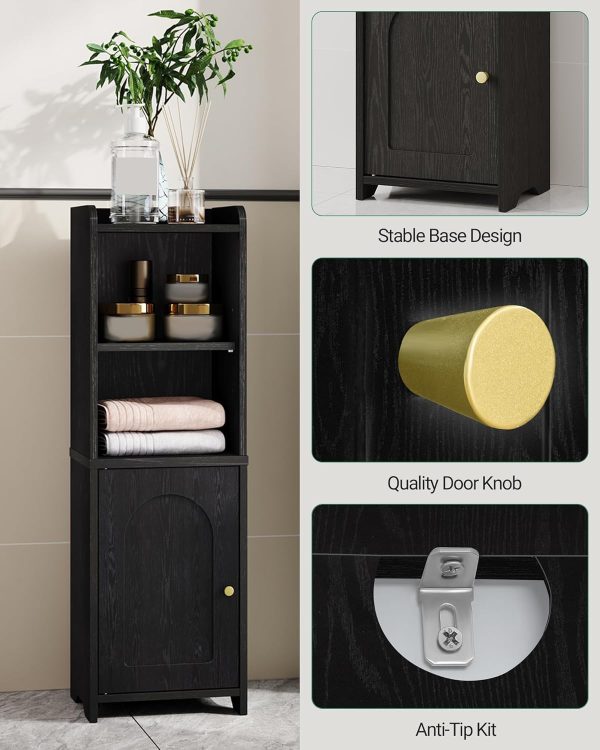 Bathroom Storage , Corner Floor  with Doors and Adjustable Shelf,  Toilet Paper , Bathroom Organizer for Small Spaces, Black BC39704X - Image 4