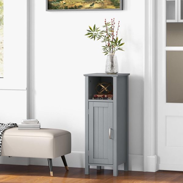 Bathroom Storage  - Corner Unit with Open Compartment, Adjustable Shelf, Anti-toppling Device, Freestanding Small Storage Organizer for Living Room, Floor  (Grey) - Image 8