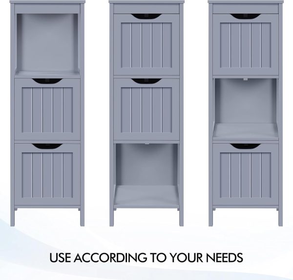 Storage  Floor  with 2 Drawers for Bathroom, Multifunctional Side Organizer Rack Stand Table, 35 in H, Grey - Image 6