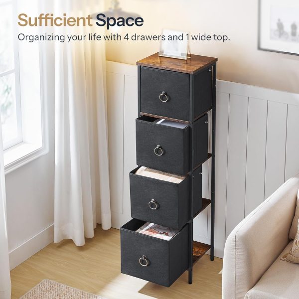 Bathroom Storage , Corner Bathroom Storage Floor , Fabric Storage Organizer, 4 Drawers FreeStanding  for Bathroom/Hallway/Living Room, Rustic Brown and Black BF114CW01 - Image 5