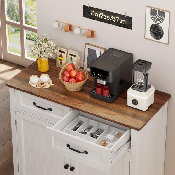 Kitchen Sideboard Buffet , 32'' H Large Kitchen Storage Island and Adjustable Shelf, Modern Coffee Bar for Kitchen, Dining Room, Bathroom, Entryway, - Image 5